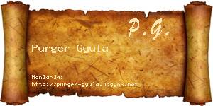 Purger Gyula névjegykártya